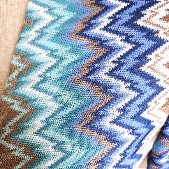Size S to M Cropped Top or Cardigan Blue Chevron New - Picture 6 of 10